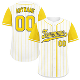 Custom White Yellow Stripe Fashion Personalized Authentic Baseball Jersey BSBJ01-D017241
